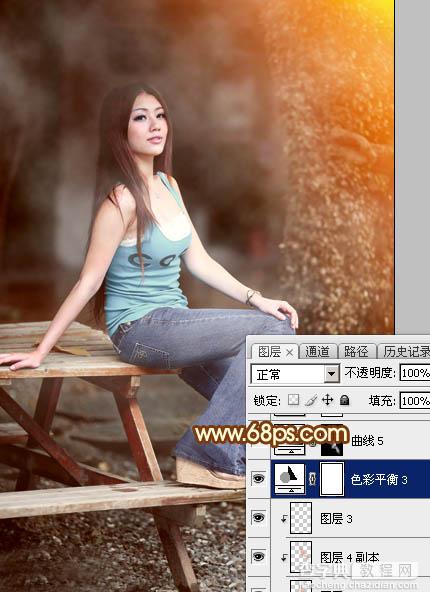 Photoshop为外景美女加上唯美的中性红褐色30