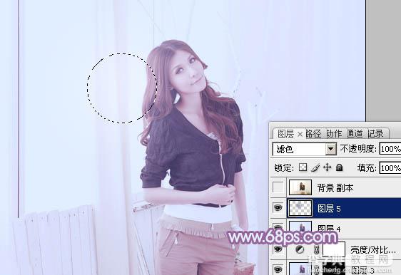Photoshop为室内美女调制出柔和的韩系淡紫色34