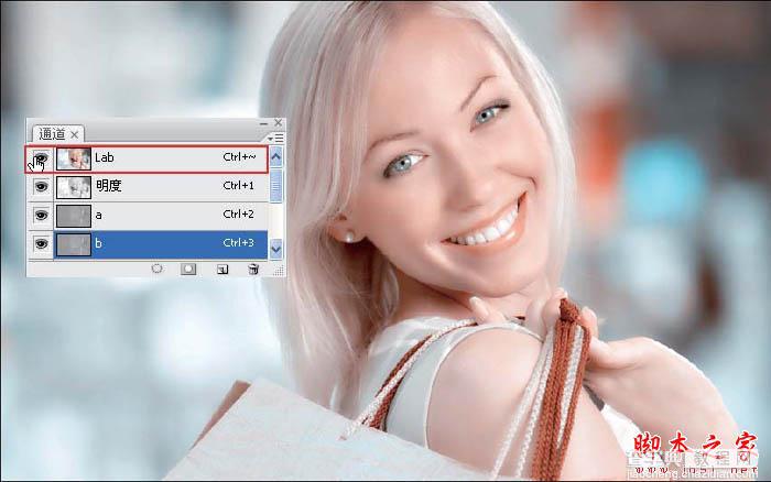 photoshop在Lab模式下快速将外景人物图片制作成甜美的淡青色11