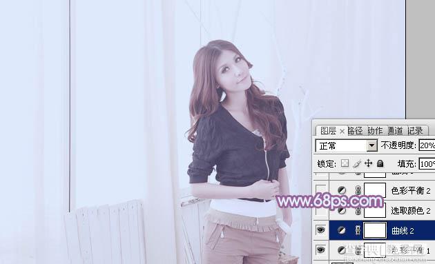 Photoshop为室内美女调制出柔和的韩系淡紫色19