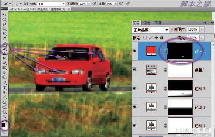 photoshop利用直方图信息完美修复严重偏暗的草原图片20