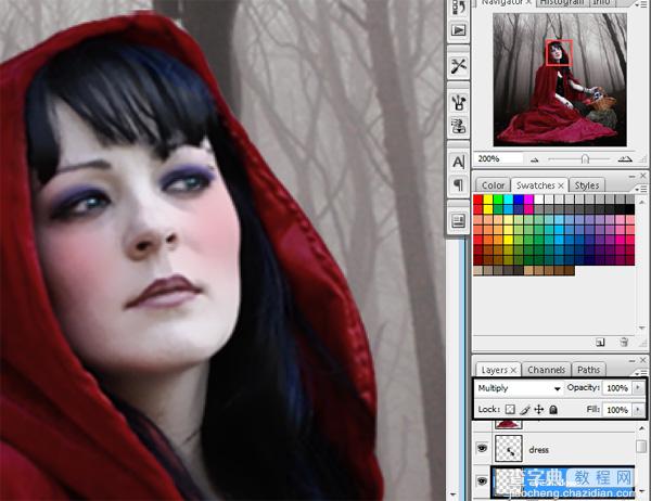 PhotoShop合成制作迷雾森林中的小红帽巫女场景教程46