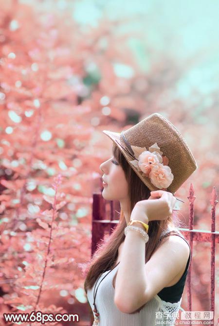 Photoshop打造甜美的粉红色秋季美女效果2