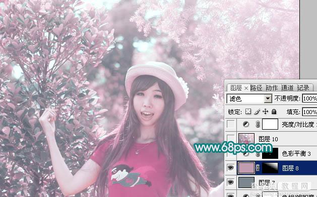 Photoshop为树林人物图片调制出梦幻的淡调青紫色33
