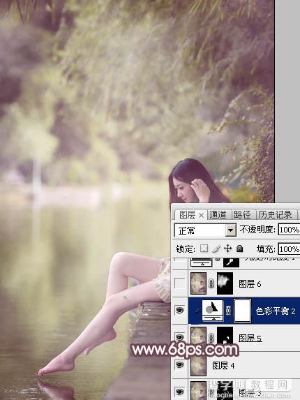 Photoshop为湖边的美女加上淡淡的粉褐色31