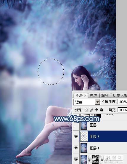 Photoshop为江景美女图片打造唯美梦幻的蓝紫色33