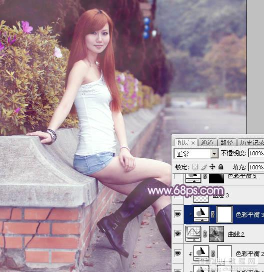 Photoshop调出甜美的秋季蓝紫色外景美女图片23