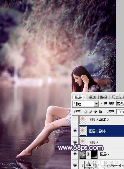 Photoshop为美女加上唯美的暗调蓝紫色42