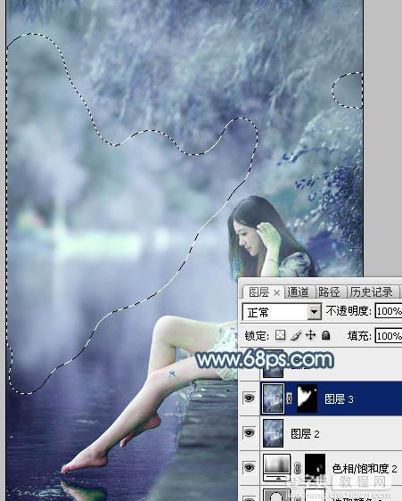 Photoshop将河边美女图片打造唯美的淡冷色29