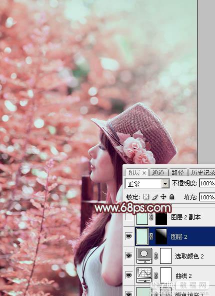 Photoshop打造甜美的粉红色秋季美女效果35