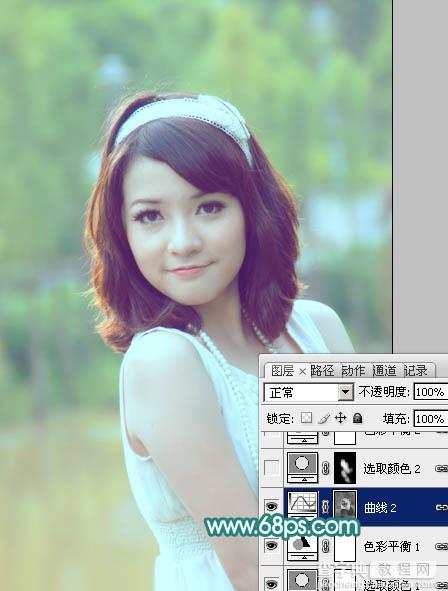 Photoshop为夏季外景美女图片调制出清爽的甜美色17