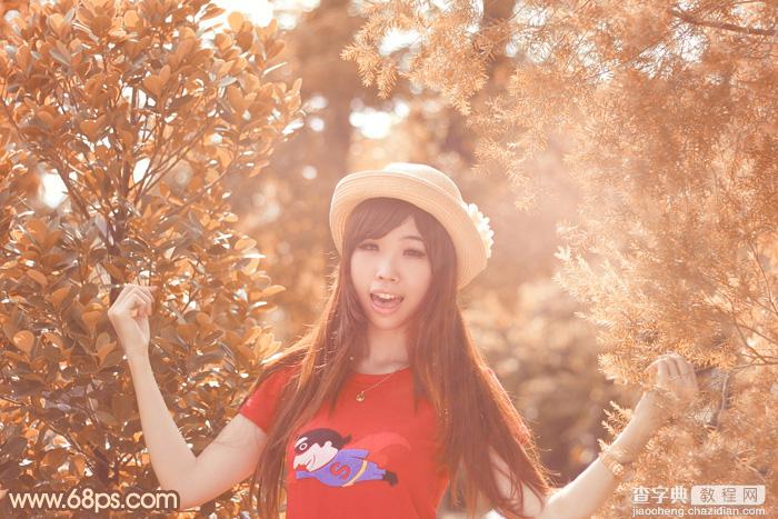 Photoshop将树林人物调制出柔和的秋季橙褐色2