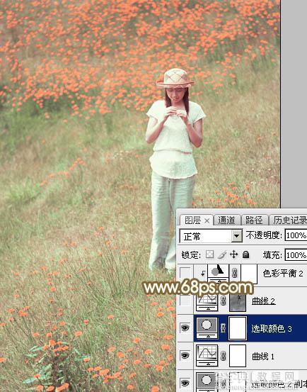 Photoshop调制出甜美的韩系粉红色野花中的美女图片22