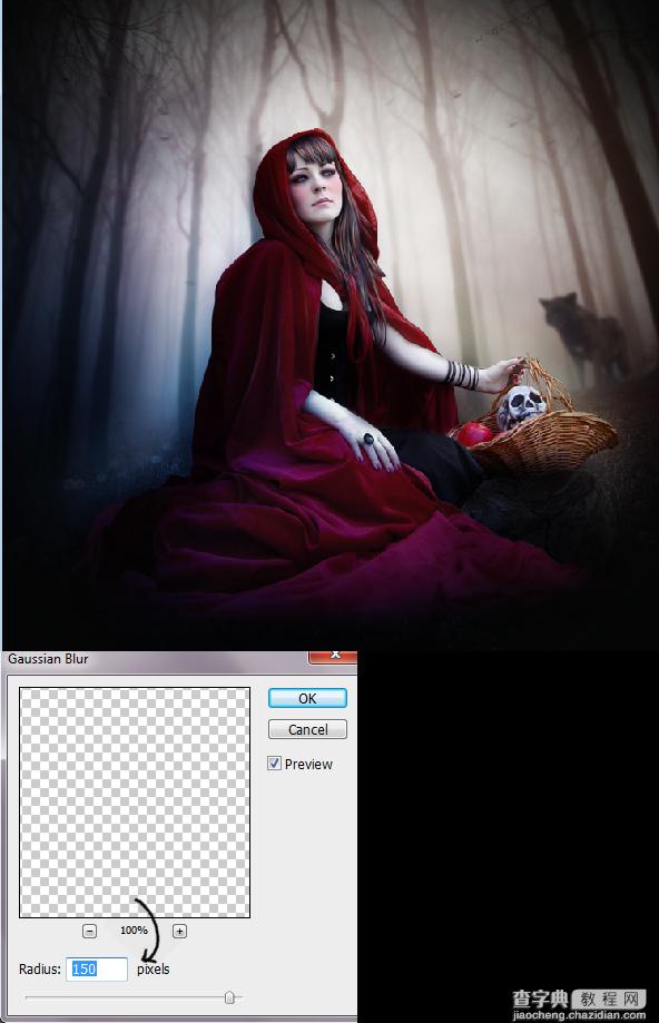 PhotoShop合成制作迷雾森林中的小红帽巫女场景教程76