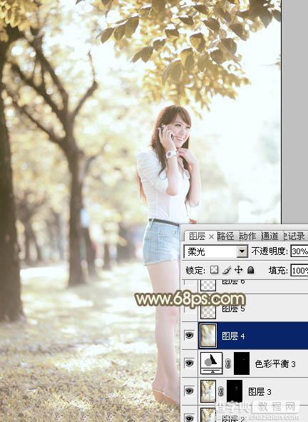 Photoshop为树边美女调出色彩柔和中性黄褐色28