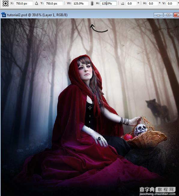 PhotoShop合成制作迷雾森林中的小红帽巫女场景教程77