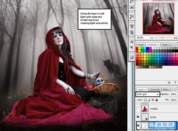 PhotoShop合成制作迷雾森林中的小红帽巫女场景教程63