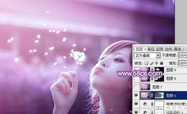 photoshop利用通道替换将外景美女调制出唯美的淡紫色34