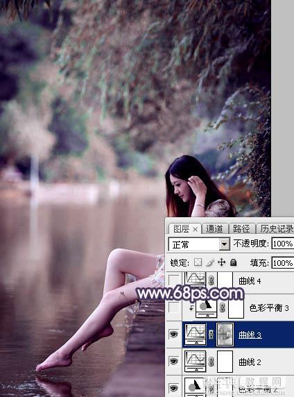 Photoshop为美女加上唯美的暗调蓝紫色28