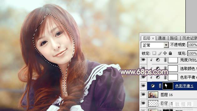 Photoshop为外景美女加上秋季中性暖褐色36