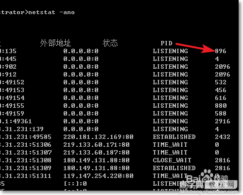 如何在Windows里边根据端口找到其提供服务的进程?4