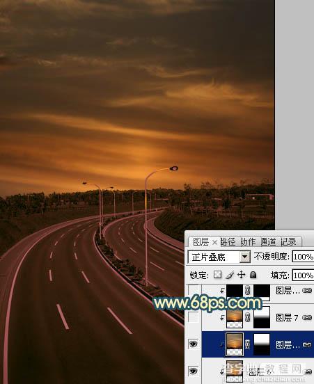 Photoshop为公路图片渲染出漂亮的夜景灯光效果13