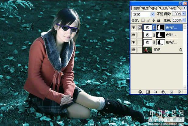 PhotoShop将美女图片添加上梦幻炫酷蓝光效果9