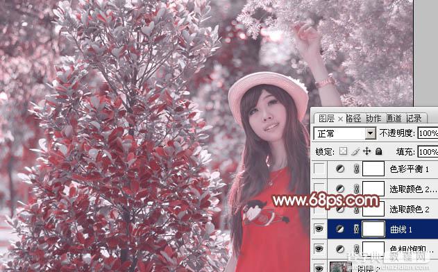 photoshop利用通道替换打造出唯美的淡调紫红色外景人物13