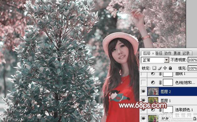 photoshop利用通道替换打造出唯美的淡调紫红色外景人物6