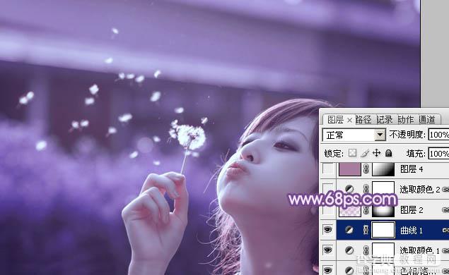 photoshop利用通道替换将外景美女调制出唯美的淡紫色15