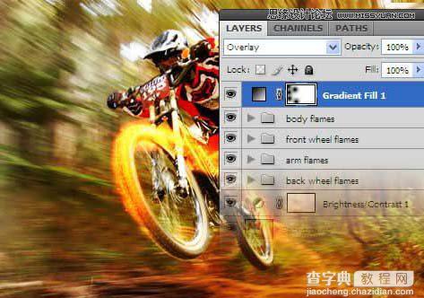 Photoshop制作超酷的火速行驶的动感自行车特性21