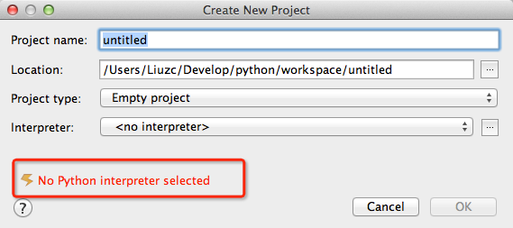 pycharm 使用心得（九）解决No Python interpreter selected的问题1