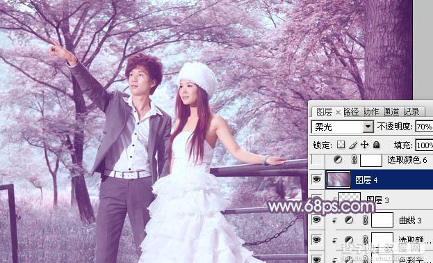 Photoshop将树林婚片调制出唯美浪漫的蓝紫色23