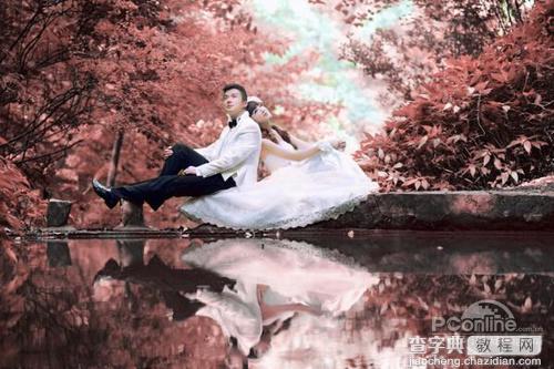 Photoshop将外景婚纱照打造出浪漫的暗红色7