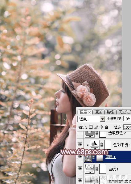 Photoshop将美女图片打造清新的淡红色夏季16