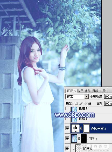 Photoshop将外景美女调出柔美的冷艳青蓝色37
