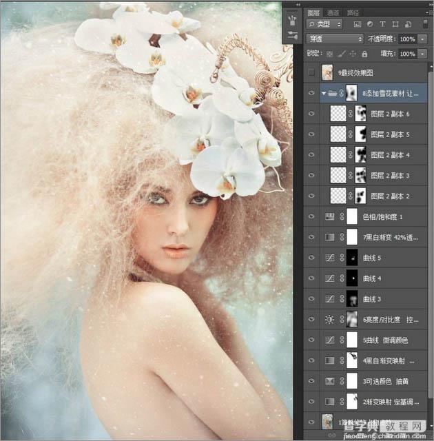 Photoshop(PS)把灰蒙模特头像照片调成梦幻色彩效果实例教程17