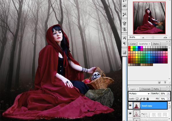 PhotoShop合成制作迷雾森林中的小红帽巫女场景教程36