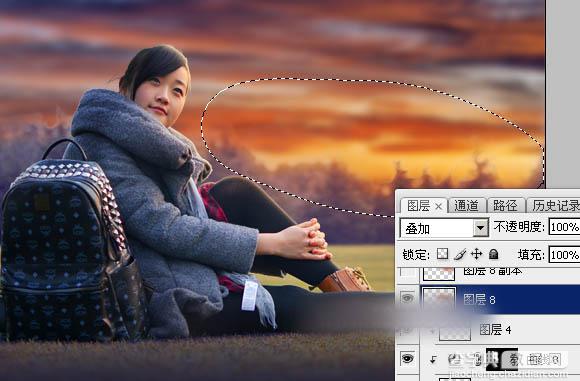 Photoshop为草坪上的人物加上大气的日出效果教程39