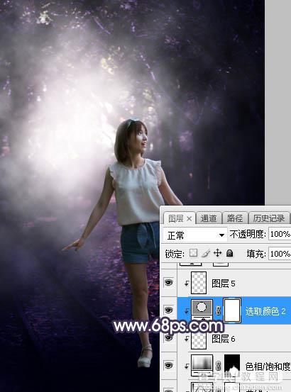 Photoshop将树林人物图片打造梦幻的暗紫色31