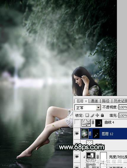 Photoshop调制出柔美的古典暗绿色水景人物图片38