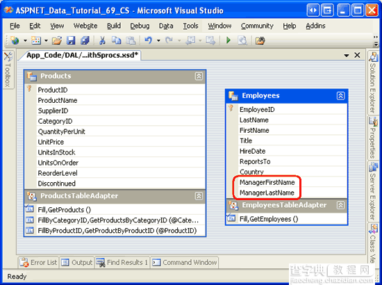 在ASP.NET 2.0中操作数据之六十七：在TableAdapters中使用JOINs11