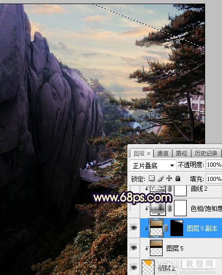 Photoshop使用渲染工具将风景图片增加大气的霞光色20