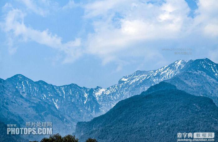 Photoshop利用魔棒工具为山峰图片加上厚厚的冰雪1