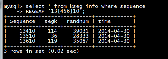 MYSQL使用正则表达式过滤数据3