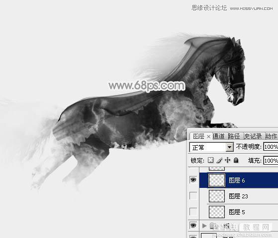 Photoshop将骏马图制作中国风特效水墨效果18