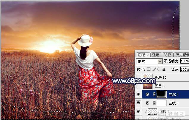 Photoshop将草原人物图片增加大气的霞光效果34
