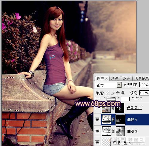 Photoshop为景区美女更换衣服颜色增加昏暗的高对比晨曦色38
