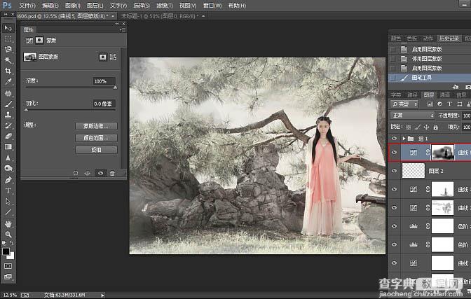 Photoshop快速制作中国风古典园林人物图片19