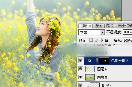 Photoshop调出甜美的淡绿色油菜花人物图片教程43